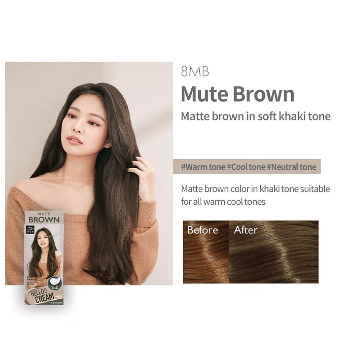 MISE EN SCENE Hello Cream-8MB Mute Brown爱茉莉染发膏-8MB 亚麻棕