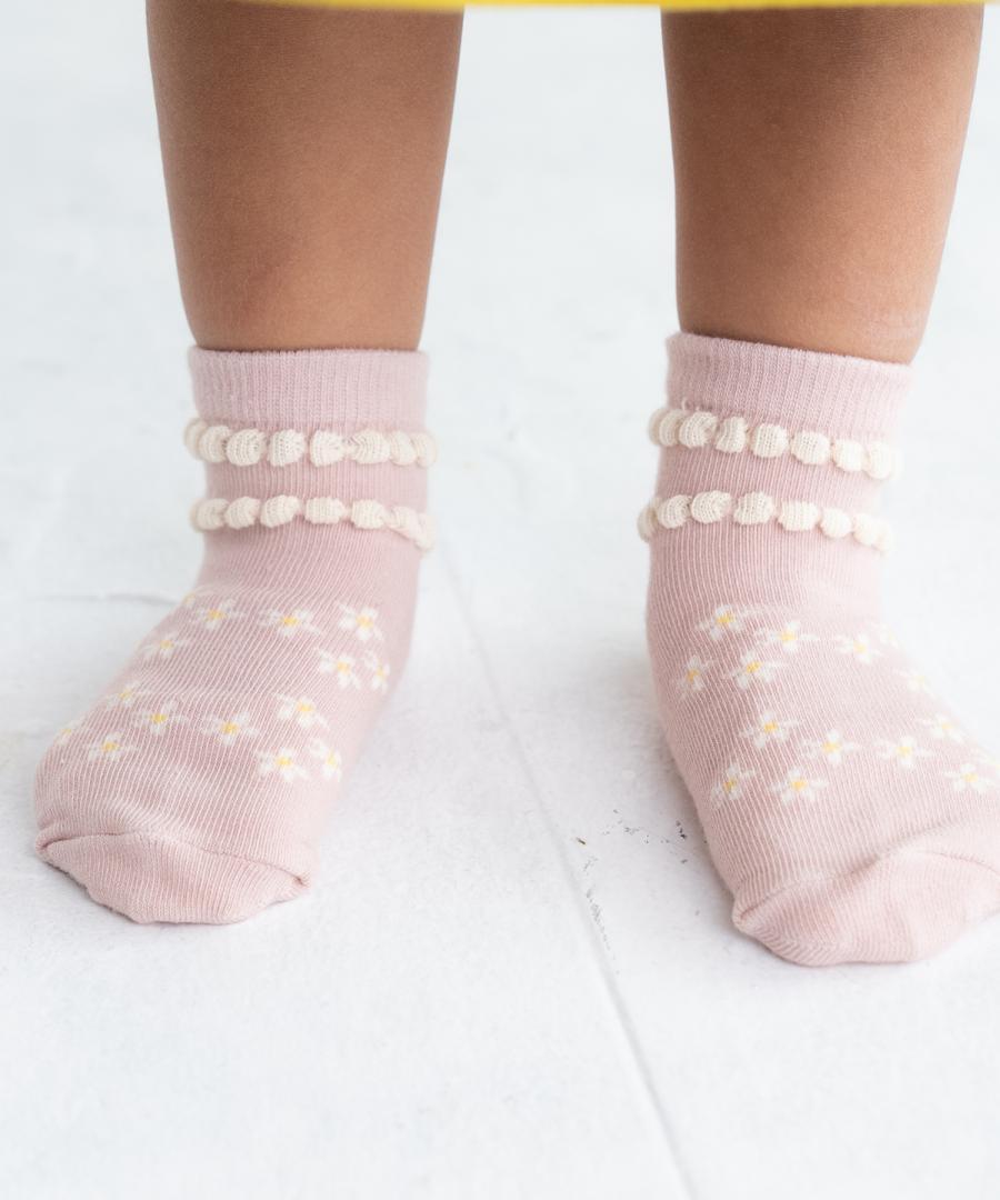 Stample Pale Flower Baby Ankle Socks 3Pairs/Stample花朵宝宝脚踝袜 3双装 11-13cm 0-1yr