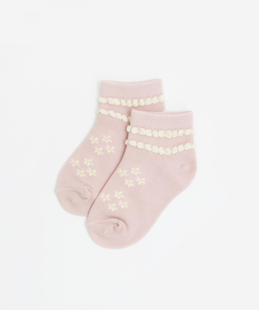 Stample Pale Flower Baby Ankle Socks 3Pairs/Stample花朵宝宝脚踝袜 3双装 11-13cm 0-1yr