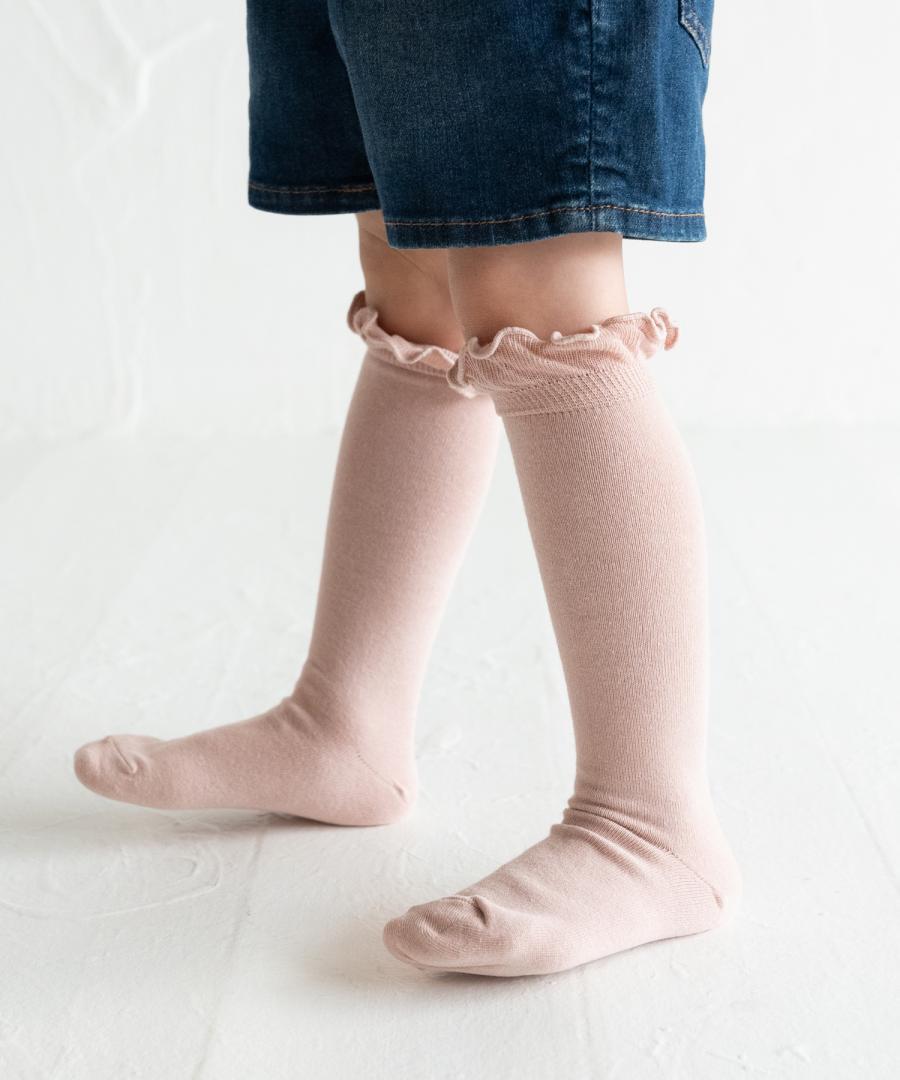 Stample Frill High Socks Pink&Brown 2Pairs/Stample荷叶边儿童及膝长袜 粉色&咖色 2双装 1-6yrs