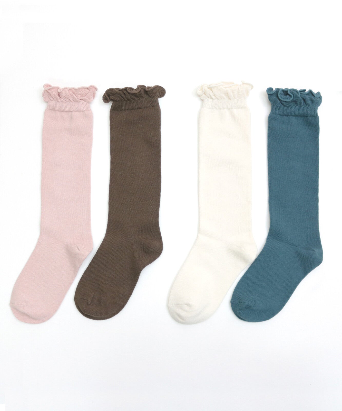 Stample Frill High Socks White&Navy 2Pairs/Stample荷叶边儿童及膝长袜 白色&墨蓝色 2双装 13-18cm 1-6yrs