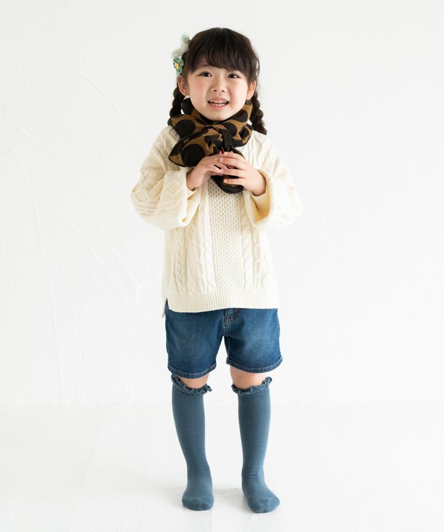 Stample Frill High Socks White&Navy 2Pairs/Stample荷叶边儿童及膝长袜 白色&墨蓝色 2双装 13-18cm 1-6yrs