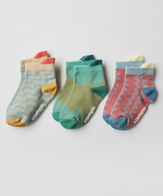 Stample Light Mesh Baby Ankle Socks-Boy Color 3Pairs/Stample网格织纹宝宝脚踝袜 调皮色 3双装 11-13cm 0-1yr
