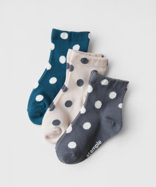 Stample Standard Dot Short Socks 3Pairs/Stample波点短袜 3双装 13-18cm 1-6yrs