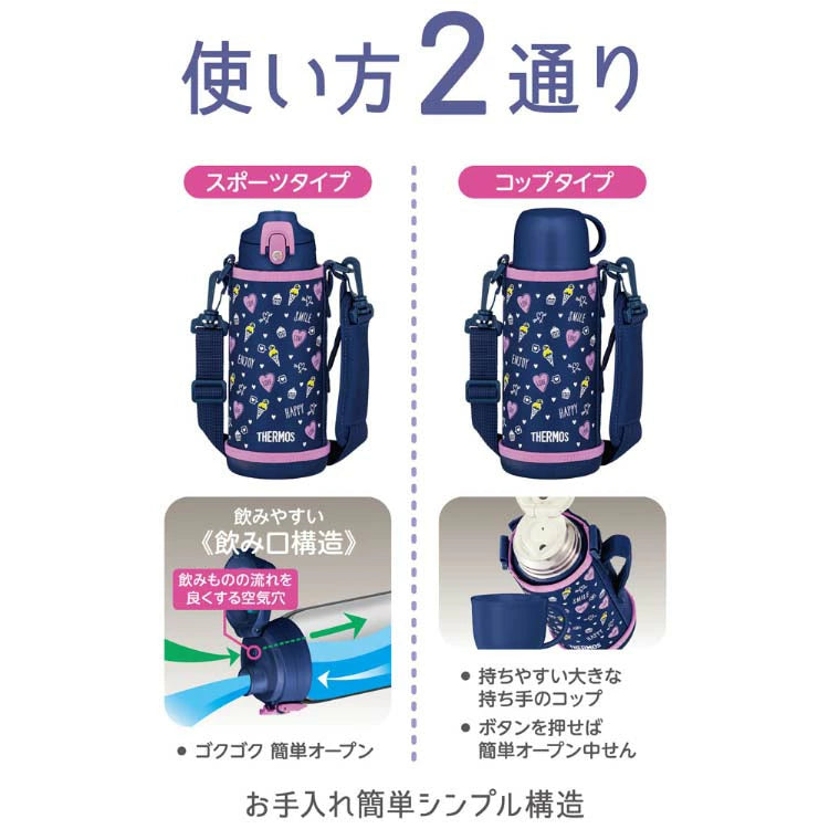 Thermos Kids Vacuum Insulated 2 Way Bottle-Navy Purple膳魔师真空两用儿童保温杯-蓝紫 800ml