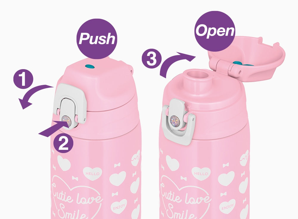 Thermos Kids Vacuum Insulated 2 Way Bottle-Pink Heart膳魔师真空两用儿童保温杯-粉色甜心 600ml