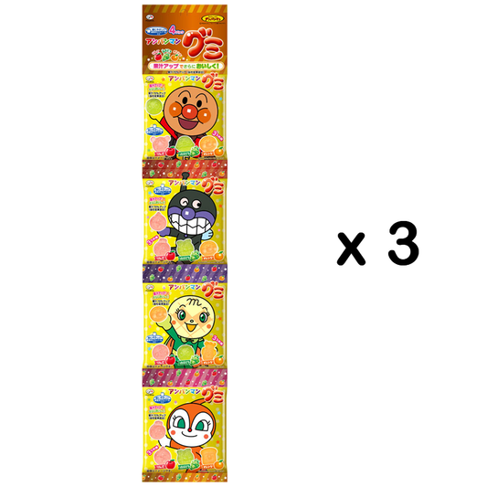 Fujiya Anpanman Fruit Gummy Combo不二家面包超人护齿水果软糖4连包3组组合 21gx4bagsx3sets