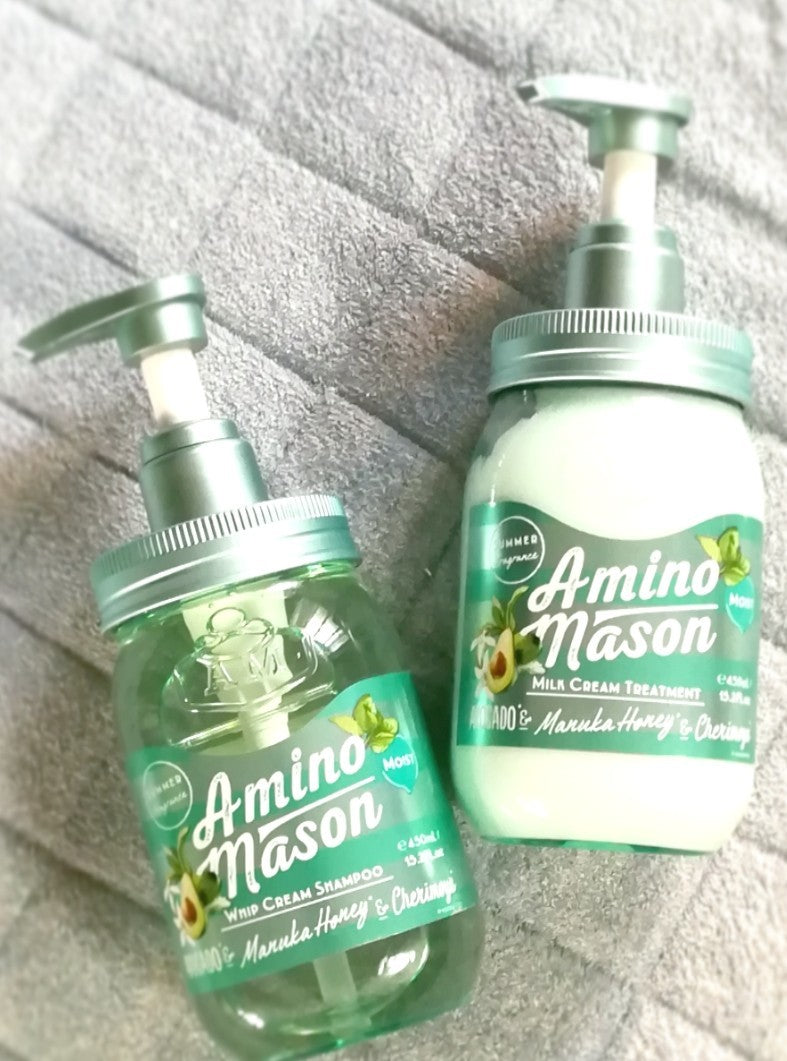 Amino Mason Mint Moist White Cream Shampoo & Treatment Set-Moist/Amino Mason氨基酸薄荷养护洗护套装 滋润型450ml*2