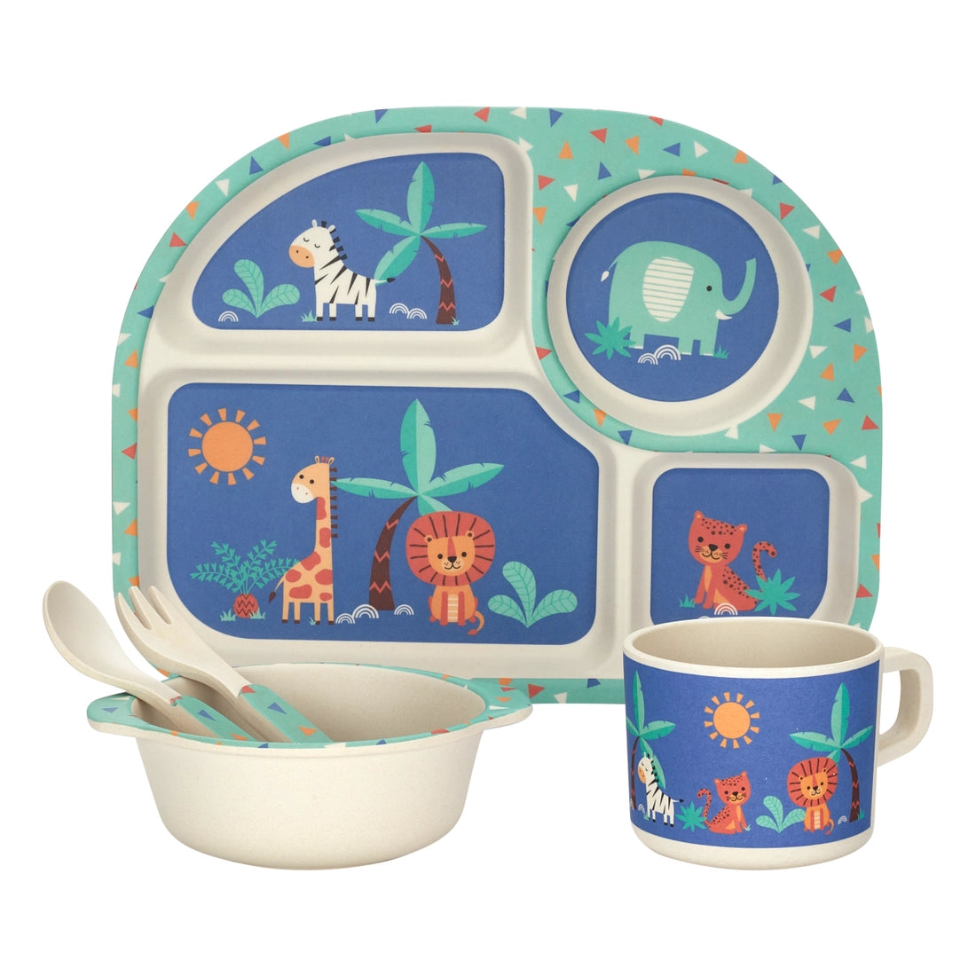 Funkins竹纤维儿童餐盘五件套 Jungle