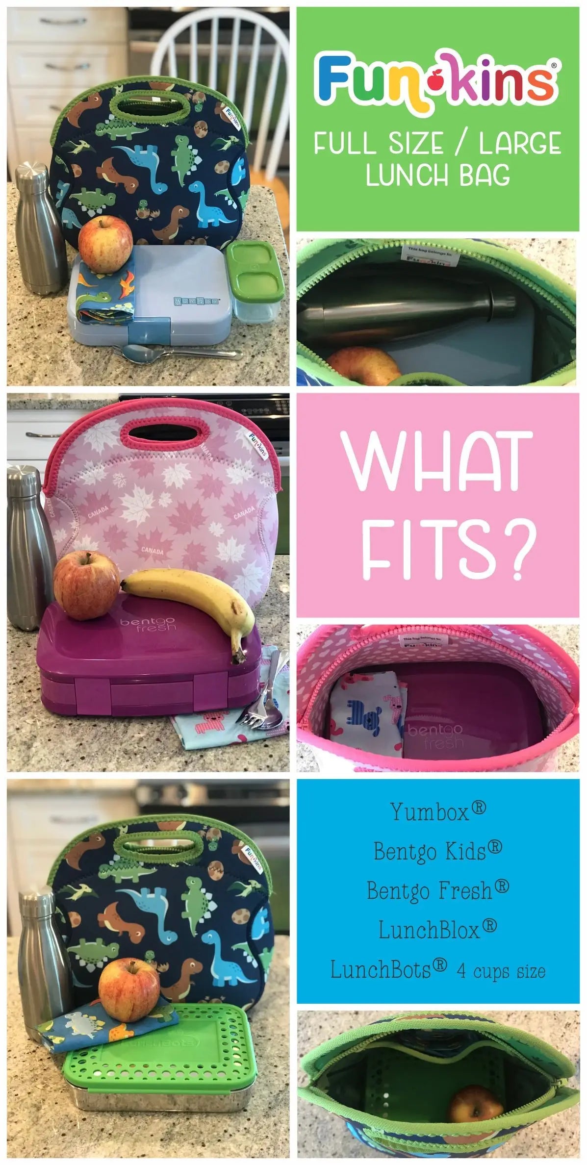 Funkins Lunch Bag 大号 Pink Dinos