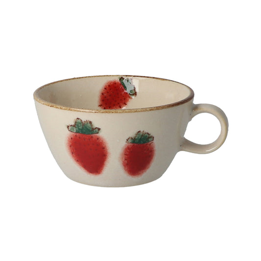 Minoyaki Murir Soap Bowl-Strawberry美浓烧日式粗陶手绘麦片碗汤碗-草莓