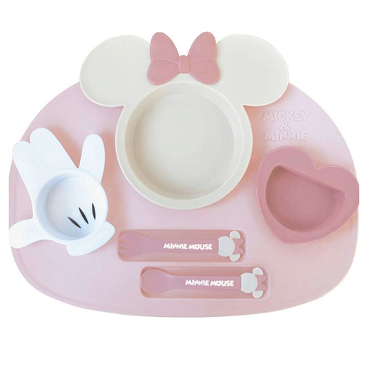 Nishiki Kasei Disney Lunch Plate-Minnie Pink/迪士尼六件套儿童餐盘 莫兰迪米妮粉