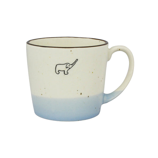 Minoyaki Glazed Mug-Elephant日本美浓烧渐层马克杯-蓝色小象