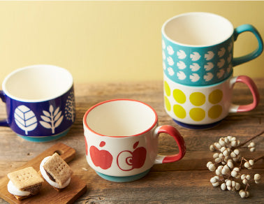 Minoyaki Fika Coffee Mug Set日本美浓烧Fika可叠放艺术家咖啡杯组合