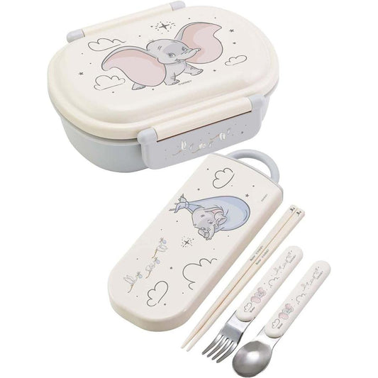 Skater Antibacterial Lunch Box and Trio Set Combo-Disney Dumbo/Skater抗菌银离子便当饭盒&餐具三件套组合-迪士尼小飞象