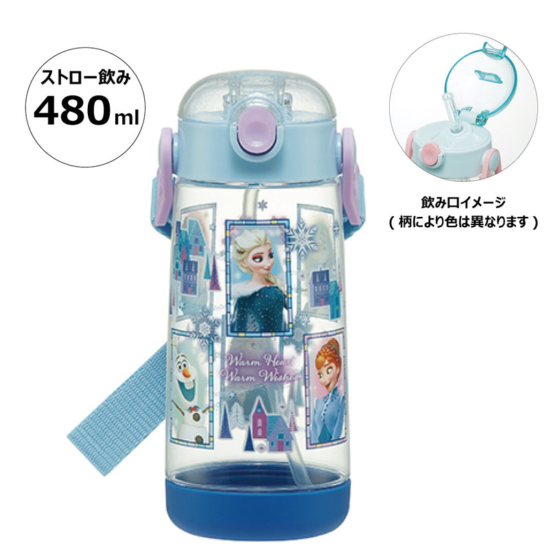 Skater Disney FROZEN One-Push Straw Water Bottle/Skate冰雪奇缘吸管水壶 480ml