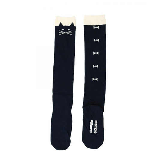 Stample Cat Knee High Socks-Black/Stample过膝长筒猫咪袜 黑色 16-18cm 4-6yrs