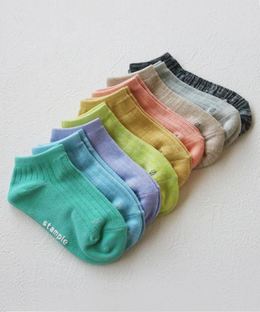 Stample Standard Heather Ankle Socks-Pink&Mustard&Blue/Stample细绵脚踝袜 粉色&芥末黄色&蓝色 16-25cm 4yrs-Adult