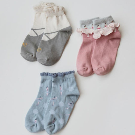 Stample Ballerina Short Socks 3Pairs/Stample芭蕾女孩儿童短袜 3双装 13-21cm 1-9yrs