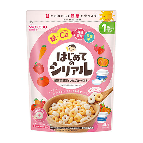 Wakodo Baby Puff Cereal 和光堂高铁高钙膳食纤维乳酸菌草莓蔬菜早餐营养米圈 1岁+ 40g