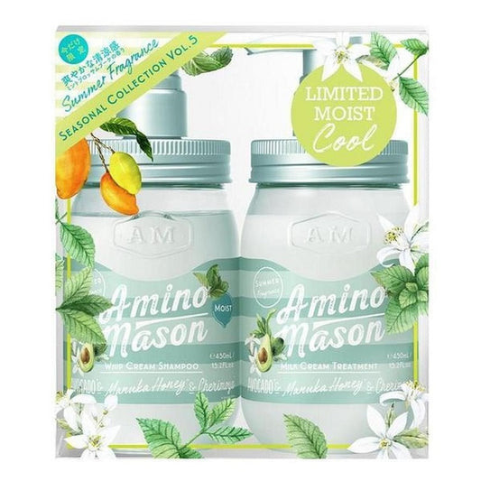 Amino Mason Mint Moist White Cream Shampoo & Treatment Set-Moist/Amino Mason氨基酸薄荷养护洗护套装 滋润型450ml*2