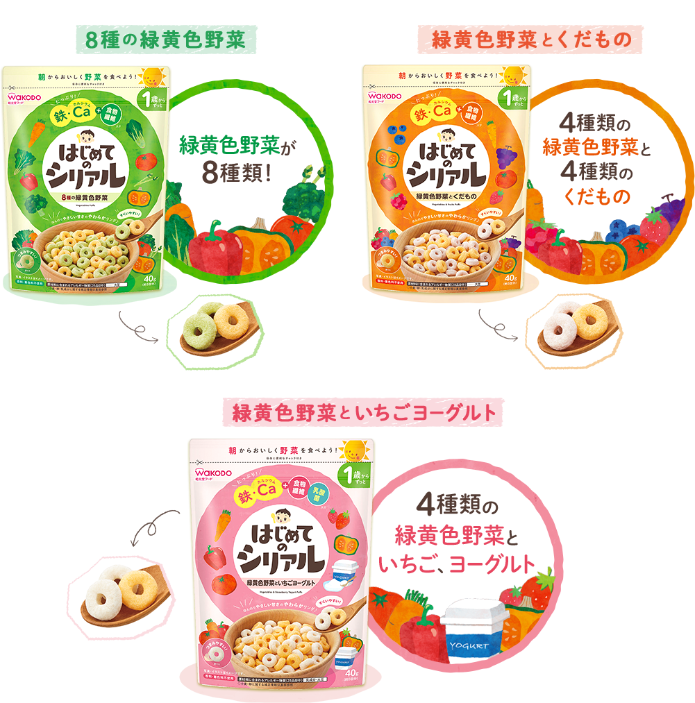 Wakodo Baby Puff Cereal 和光堂高铁高钙膳食纤维8种绿色蔬菜早餐营养米圈 1岁+ 40g