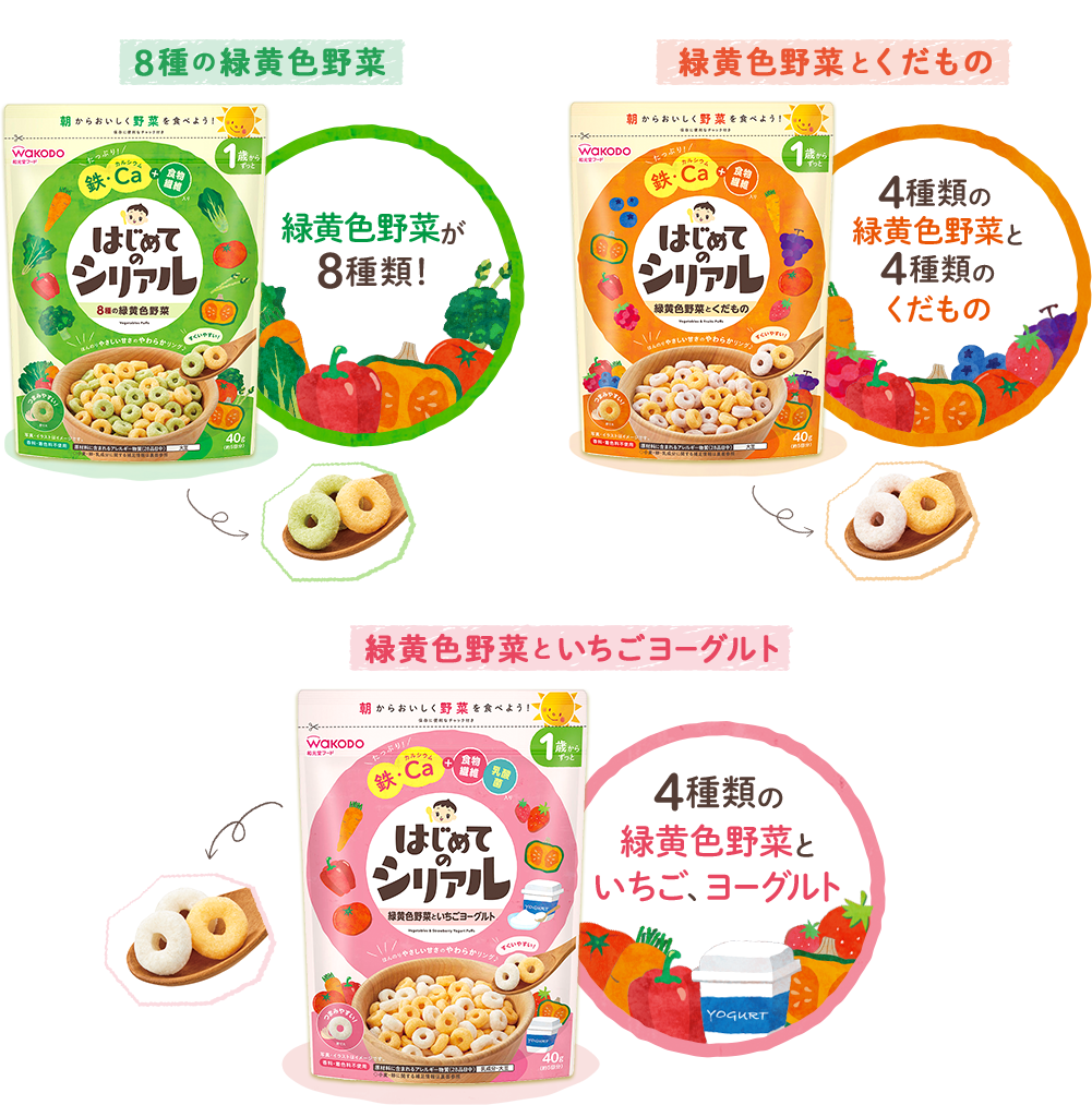 Wakodo Baby Puff Cereal 和光堂高铁高钙膳食纤维乳酸菌草莓蔬菜早餐营养米圈 1岁+ 40g