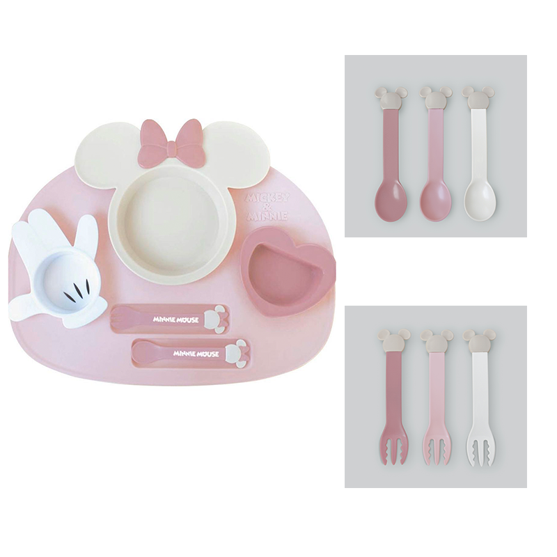 Nishiki Kasei Disney Tableware Combo Set-Minnie Pink/迪士尼儿童餐具套组 莫兰迪米妮粉