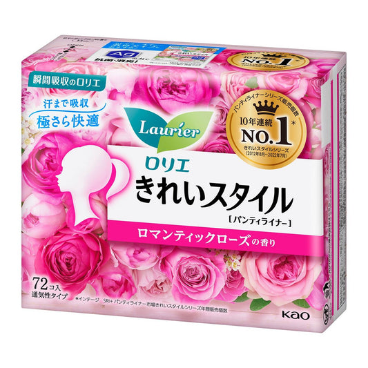 KAO Laurier Active Fit Romantic Rose Pantyliner 花王乐而雅棉柔超薄护垫 玫瑰香型 72枚