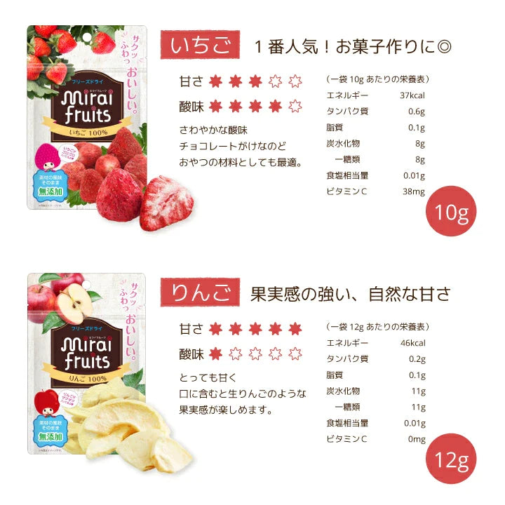 2024.5 Mirai Fruits Freeze Dried Apple/Mirai Fruits未来果实100%天然苹果干 9 month+ 12g