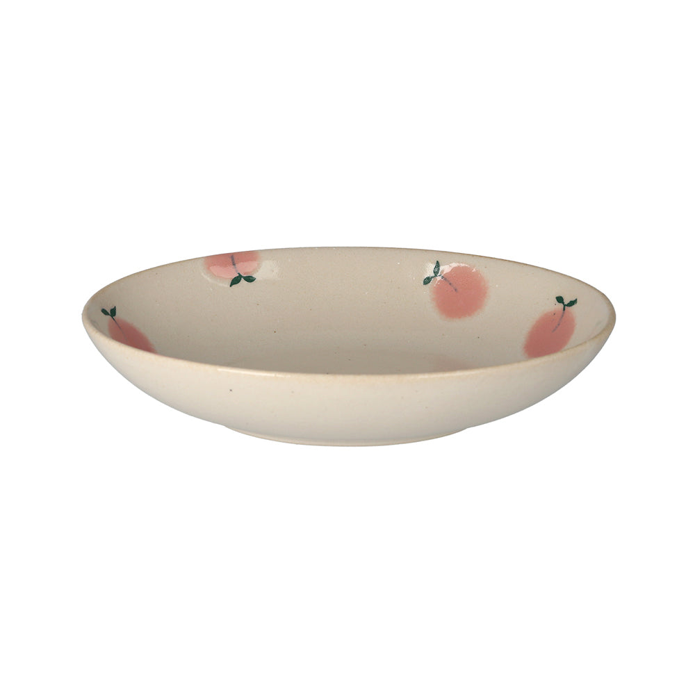 Minoyaki Murir Medium Plate-Peach美浓烧日式粗陶手绘椭圆中盘-水蜜桃